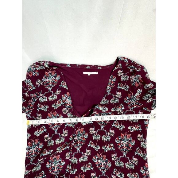Tularosa Tunic Dress Top Eggplant Floral Bell Sleeve Ruffle Size S Romantic - Picture 10 of 11